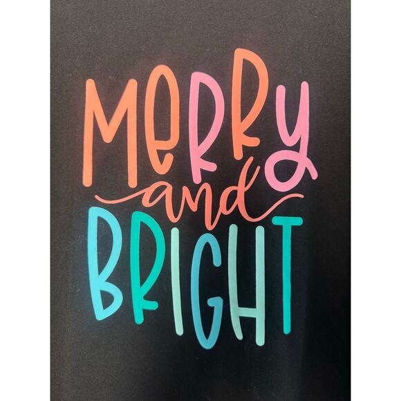 Unbranded Merry and Bright Graphic Sweatshirt Black Size Large Cozy Fit - Picture 2 of 5